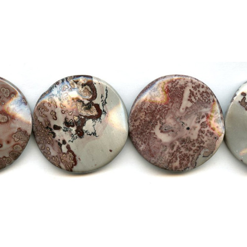 187-1056 Red Picture Jasper <br>40mm Waved Coin
