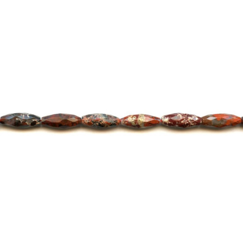 189-1036 Poppy Jasper <br>6x16 Faceted Oval Rice