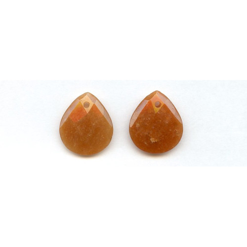 191-1229 Red Aventurine <br>22x25 Faceted Flat Pear Pendant