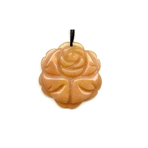 191-1393 Red Aventurine <br>45mm Carved Flower Pendant