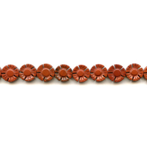 192-1019 Red Jasper <br>12mm Flower Coin