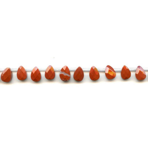 192-1140 Red Jasper <br>7x10 Flat Pear Briolette