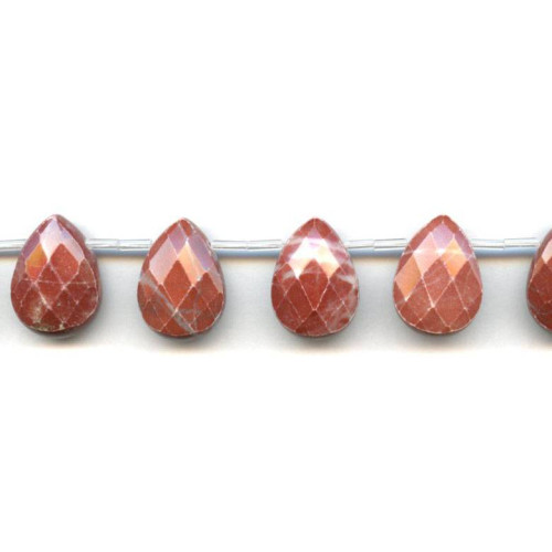 192-1143 Red Jasper <br>16x22 Flat Pear Briolette