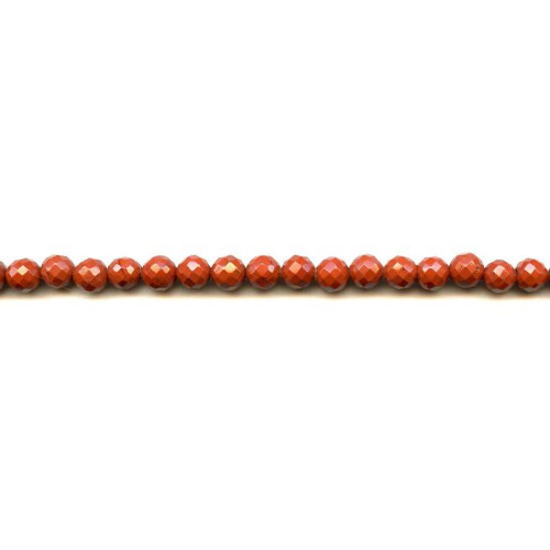 192-1190 Red Jasper <br>6-6.5mm Faceted Round