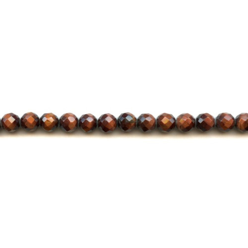 193-0208 Red Tiger Eye <br>8mm Faceted Round