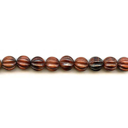 193-1139 Red Tiger Eye <br>12mm Corrugated Round