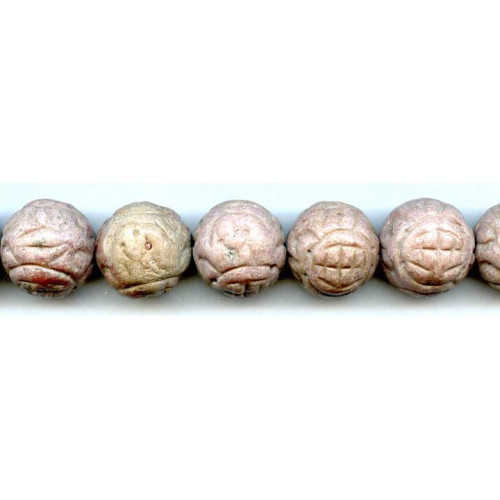 194-1204 Rhodonite <br>20mm Carved Round