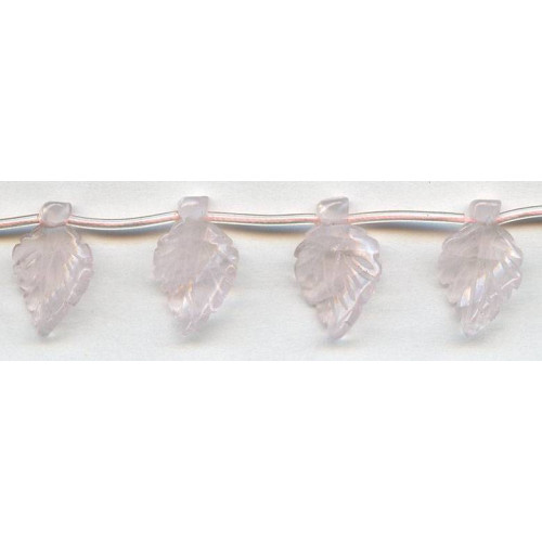 198-1304 Rose Quartz <br>15x25 Twisted Leaf Drop