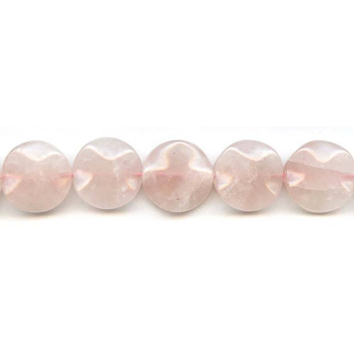 198-1553 Rose Quartz <br>20mm Waved Coin