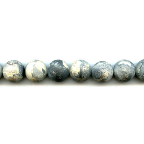 202-1057 Matte Silver Leaf Jasper <br>16mm Round