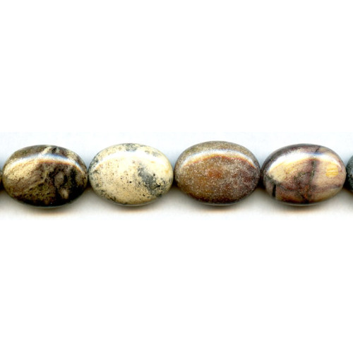 202-1067 Silver Leaf Jasper <br>18x25 Flat Oval