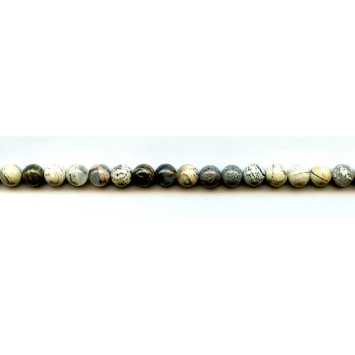 202-1077 Silver Leaf Jasper <br>6mm Round