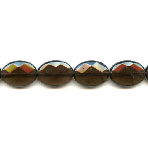 203-1728 Smoky Quartz <br>18x25 Faceted Flat Oval