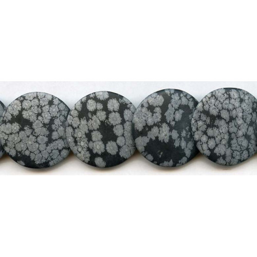 205-0142 Matte Snowflake Obsidian <br>30mm Lentil