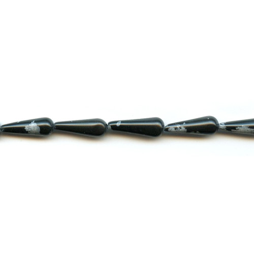205-0533 Snowflake Obsidian <br>9x22 Teardrop