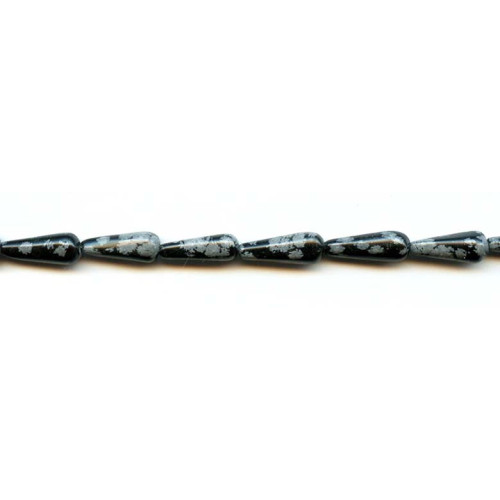 205-1030 Snowflake Obsidian <br>6x16 Teardrop