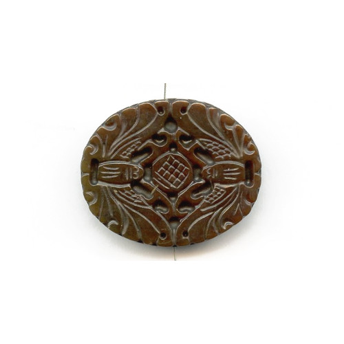 207-1080 Soocho Jade <br>43x52 Carved Pendant