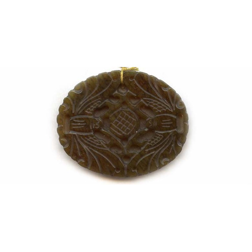 207-1154 Soocho Jade <br>42x52 Carved Pendant