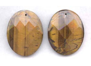 Tiger Eye 40x50 Faceted Flat Oval Pendant