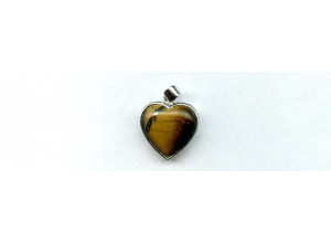 Tiger Eye 18x18 Heart Silver Pendant