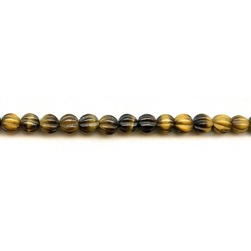 210-1392 Tiger Eye <br>8mm Corrugated Round