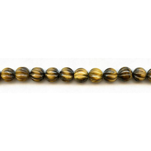 210-1394 Tiger Eye <br>10mm Corrugated Round