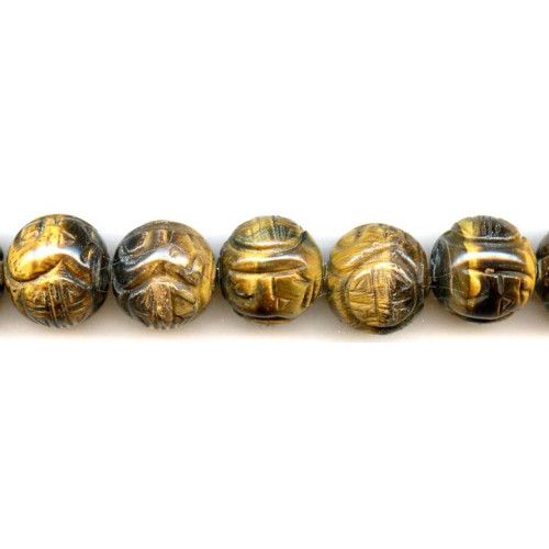 210-1404 Tiger Eye <br>20mm Carved Round