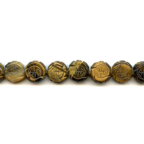 210-1408 Tiger Eye <br>15mm Carved Coin