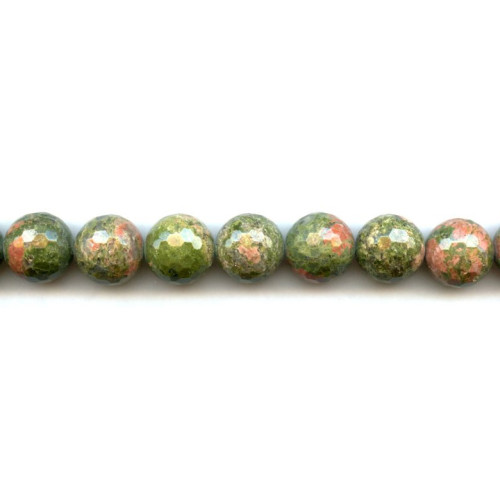 213-0214 Unakite <br>14mm Faceted Round