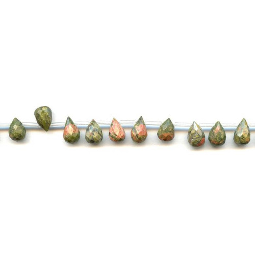 213-1111 Unakite <br>7x10 Teardrop Briolette