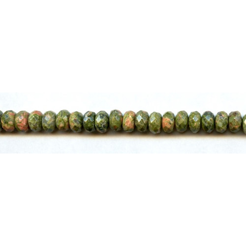 213-1114 Unakite <br>8mm Faceted Rondell