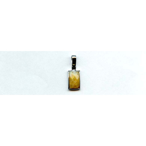 214-1244 Yellow Jade <br>13x8 Faceted Rectangle Silver Pendant