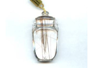 Rutilated Quartz 32x62 Carved Pendant