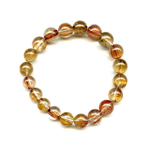 225-1922 Rutilated Quartz <br>10mm Round Bracelet