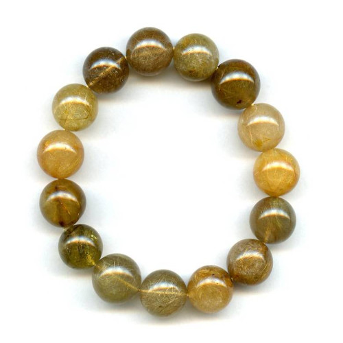 225-1923 Rutilated Quartz <br>14mm Round Bracelet