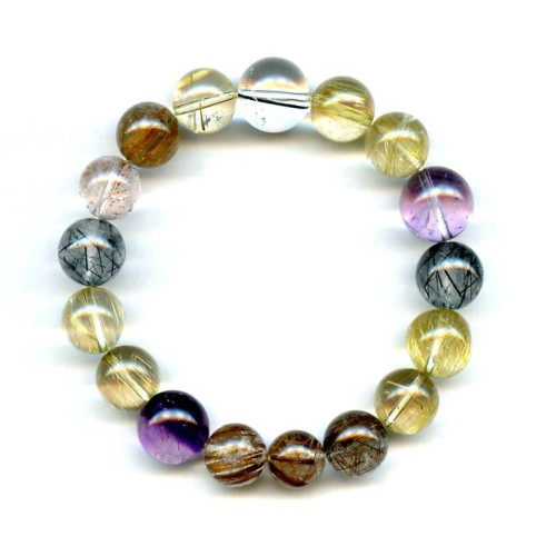 225-1938 Rutilated Quartz <br>11-14mm Round Bracelet
