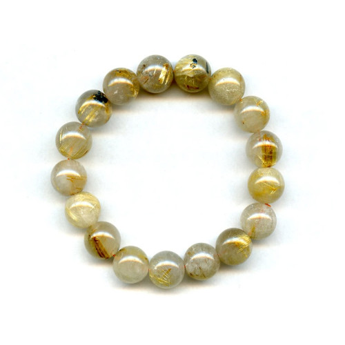 L4363-223 Rutilated Quartz <br>11mm Round Bracelet