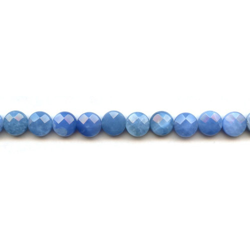 256-1009 Blue Agate <br>10mm Faceted Coin