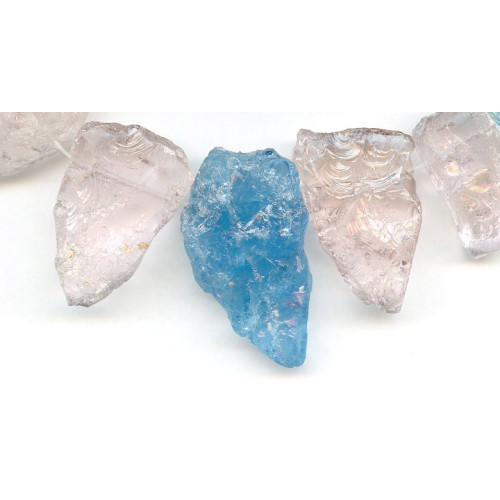 259-1093 Morganite + Aquamarine <br>27-47x Rough Drop