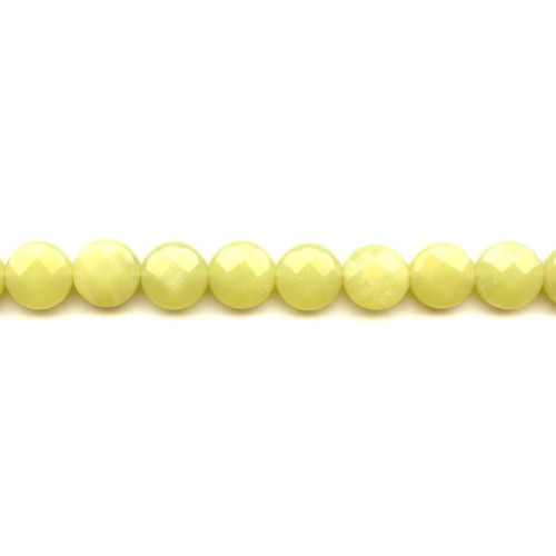 264-1212 Olive Jade <br>12mm Faceted Coin