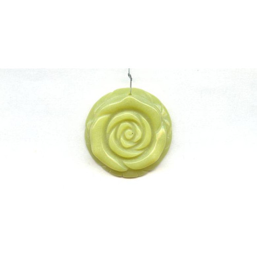 264-1231 Olive Jade <br>35mm Flower Pendant