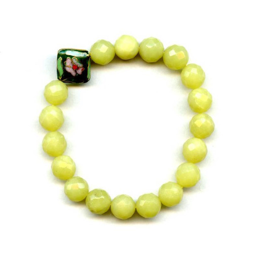 264-1265 Olive Jade <br>10mm Faceted Round Bracelet