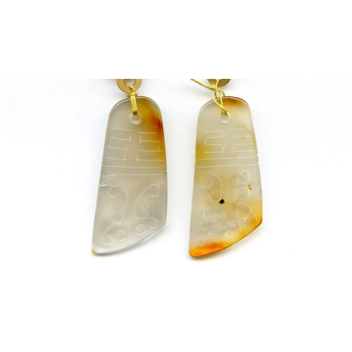 265-1545 Natural Carnelian <br>42x19 Carved Pendant