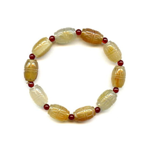 265-1805 Natural Carnelian <br>10x14 Carved Oval Bracelet
