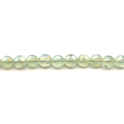 278-1060 Green Tourmalinated Quartz <br>10mm Faceted Coin
