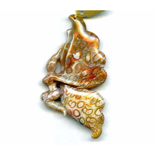 L4300-009C Fossil Coral <br>78x Carved Pendant
