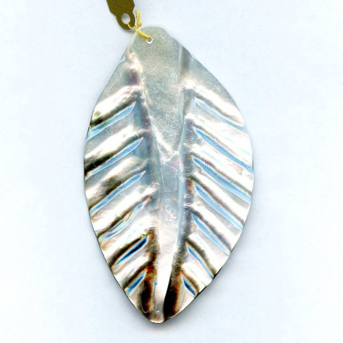 245-1029 Black Mother of Pearl <br>87x50  Leaf Pendant
