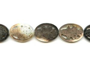 Black Mother of Pearl 21x28 Carved Flat Oval