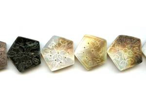 Black Mother of Pearl 25mm Carved Pentagon
