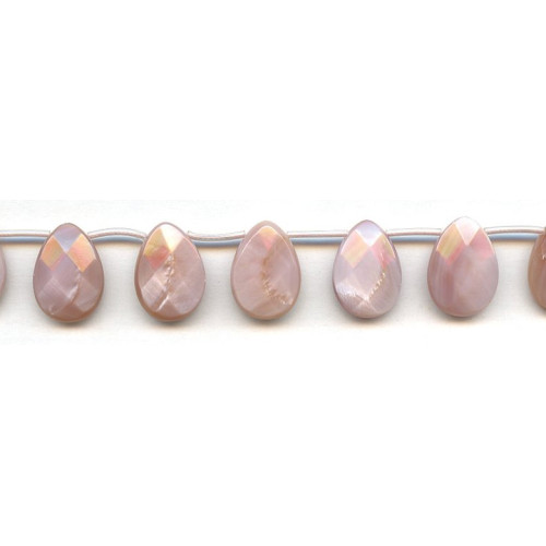245-1182 Pink Mother of Pearl <br>13x18 Flat Pear Briolette